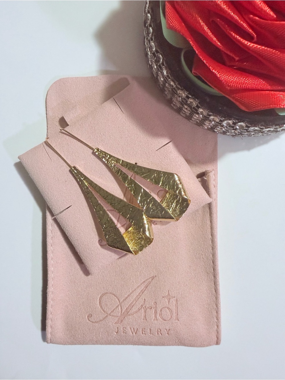 Ariot Gold Hammered Drop Earrings